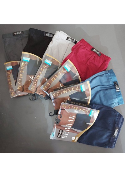 Berrak 4488 Erkek Modal İnce Kemer Lastikli Çok Renkli Boxer 10 Adet Çok Renkli