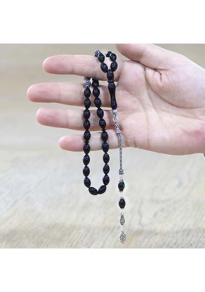 Tesbihname Ateş Kehribar Tesbih - 925 Ayar Gümüş Püsküllü - Özel Hediye Kutulu - Arpa Kesim - Süzme Yeşil Siyah Çok Renkli Tesbihname Ateş Kehribar Tesbih - 925 Ayar Gümüş Püsküllü - Özel Hediye Kutulu - Arpa Kesim - Süzme Yeşil Siyah Çok Renkli