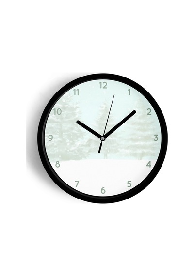 Soyut Doğa Manzara Temalı Modern Duvar Saati - 25cm - Önü Camlı Siyah Kasa - Sessiz Mekanizma-jh0458 Siyah