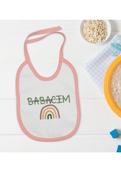 Bk Kids Babacım Tasarımlı Pembe Bebek Mama Önlüğü Pembe