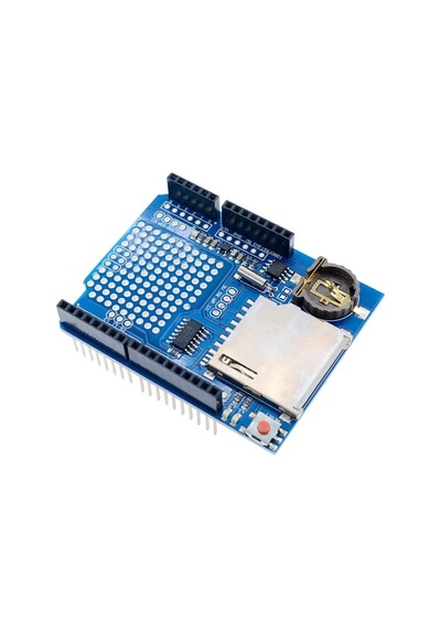 Arduino Sd Kart Rtc Saat Data Kayıt Logger Shield Ds1307 2x Led Prototip Pcb Alanı Reset Butonu
