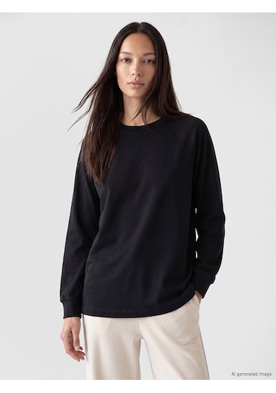 LC Waikiki Lc Waıkıkı Siyah Soft Touch Oversize Kadın Sweatshirt Tunik