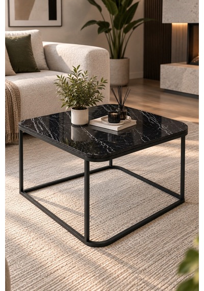 Sulorahome Siyah Kare Orta Sehpa 65x50 Cm