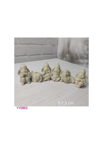 Yy0865 Altılı Oturan Tavşanlar Biblo Set Silikon Kalıp
