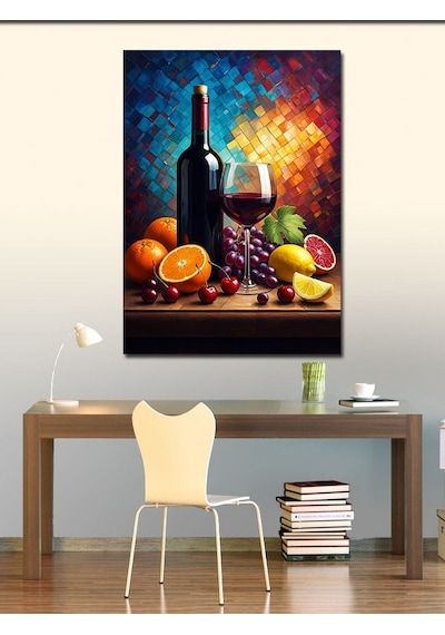 Kanvas Tablo Şarap Ve Meyve Armonisi 70cmx100cm