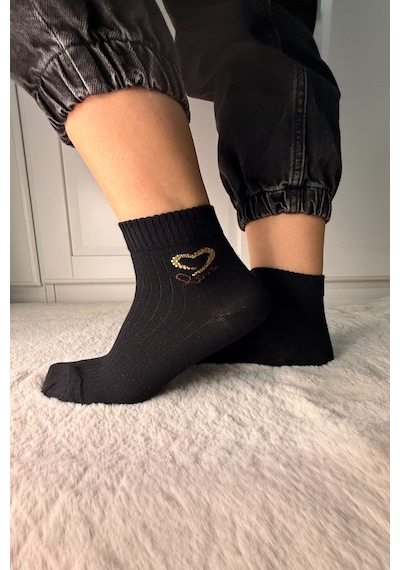 Ozzy Socks 3 Çift Kadın Taş Detaylı Dikişsiz & Takviyeli Patik Çorap Mavi