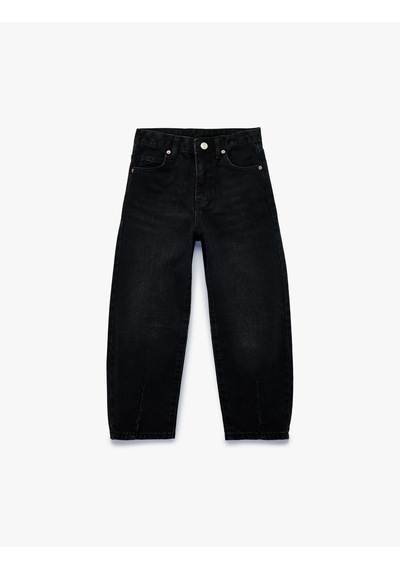 Koton Pamuklu Loose Fit Denim Pantolon Siyah 7wkg40025ad