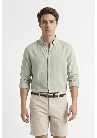 Nautica Erkek Yeşil Regular Fit Keten Gömlek-15327