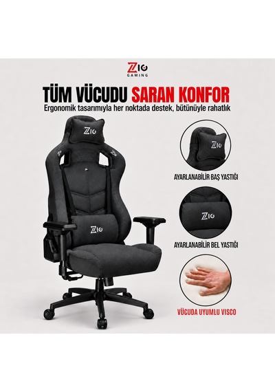 Gaming Venom Fabric Premium Oyuncu Koltuğu Ve Çalışma Sandalyesi, Air Flow Keten Kumaş, Oturak Ve Sırtta Visco Sünger, 4d Kolçak, 160 Yatış Çok Renkli