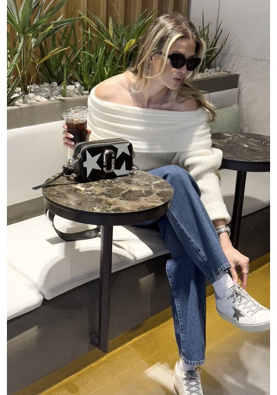 Lela Oversize Fit Madonna Yaka Triko Bayan Kazak 4615216 Ekru