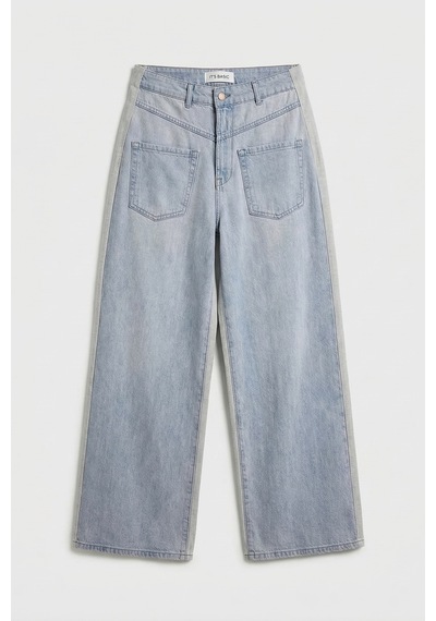 it's basic Kadın Gri Kot 2s6-89 Mega Baggy Çift Parça Önden Cepli Tasarım Denim Jean