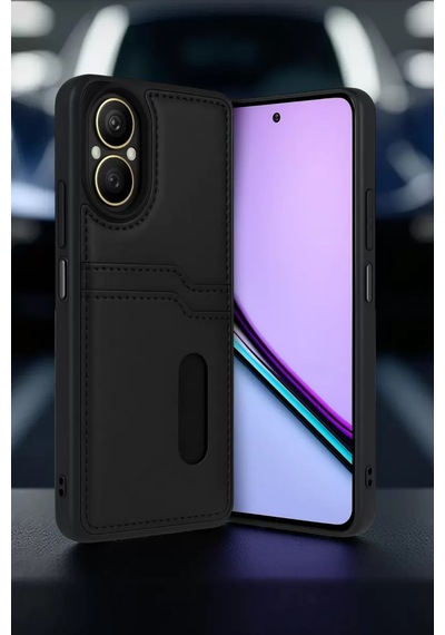 Newface Realme 12 Lite Kılıf Sara Kartvizitli Deri Kılıf - Kırmızı