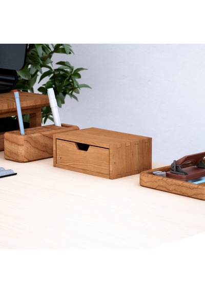 Desna Tek Katlı Tek Çekmeceli Mini Dolap - Kiraz 18 Cm Uzunluk X 12.1 Cm Derinlik X 7.2 Cm Woodsaka Doğal Ahşap