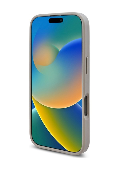 Apple Uyumlu iPhone 16 Pro Max Kılıf Guess Lisanslı Üçgen Logolu Taşlı Kapak Gümüş