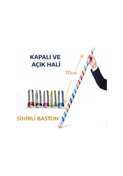 Sihirli Açılır Baston Mendilden Bastona İlizyon Oyunu 70 Cm