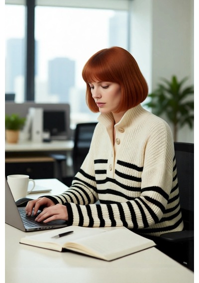 Ersefa Kadın Basic Çizgili Oversize Dik Yaka Triko Kazak Uzun Kollu Crop Ekru Ersefa Kadın Basic Çizgili Oversize Dik Yaka Triko Kazak Uzun Kollu Crop Ekru