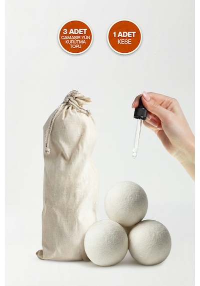 Çamaşır Yün Kurutma Topu - Doğal Yumuşatıcı - Kurutma Makinesi Için - 3 Adet - Xl Tr Diğer