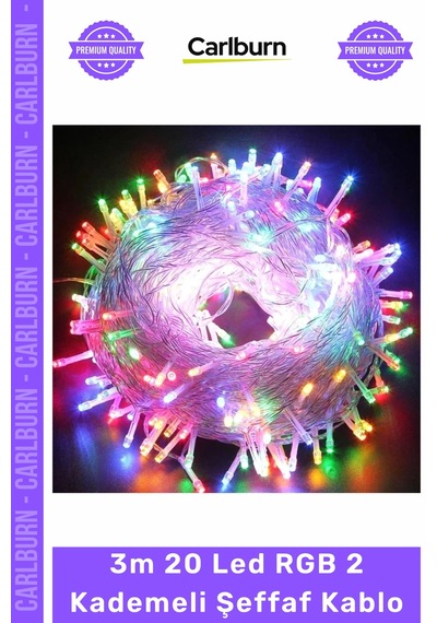 Ledaydınlatma Dekoratif Pilli Renkli Animasyonlu Işık Süsleme 3m 20 Led Rgb 2 Kademeli Şeffaf Kablo