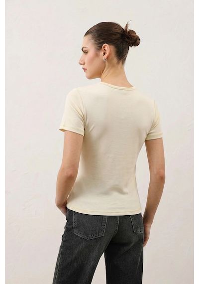 Antioch Kadın Basic T-shirt Bej