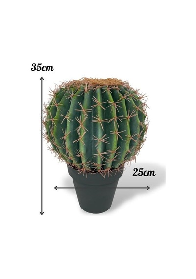 Yapay Çiçek Echinocactus Grusonii Altın Fıçı Kaktüs Siyah Saksıda 35 25m Cactüs Sk4010s