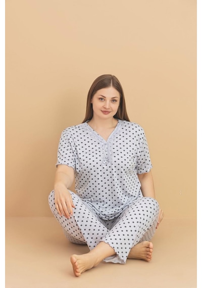 Pijamerry Kadın Büyük Beden Dantel Yaka Bambu Kısa Kol İnce Pijama Takımı 5929 - 1 Adet Gri Pijamerry Kadın Büyük Beden Dantel Yaka Bambu Kısa Kol İnce Pijama Takımı 5929 - 1 Adet Gri