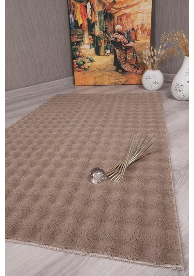 My Evilla Dekoratif Bubble Uzun Tüylü Yumuşak Puffy Peluş Kaymaz Yıkanabilir Salon Koridor Halı Yolluk Vizon 80 X Genel