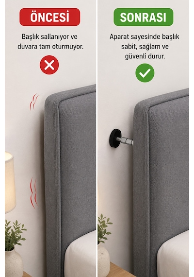 Yatak Baza Başlık Sabitleme Aparatı Ses Önleyici Eşya Sabitleme Aparatı 2 Adet 8-11 Cm 1