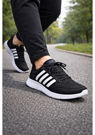 Ghattix Yeni Sezon Erkek Sneaker Ayakkabı Siyah Beyaz Siyah - Beyaz