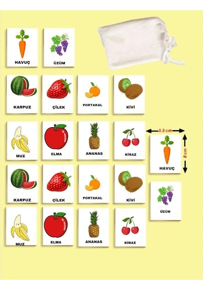 Meyve Zeka Kartları Eşleştirme Oyunu Ahşap Hafıza Kartı Oyunu Eğitici Puzzle Oyunları