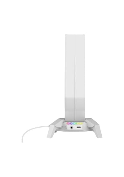 Rm-h27 Igrıs Type-c Rgb Beyaz Kulaklık Standı, 3 Usb 2.0 Portlu, 3.5 Mm Ses Girişli Oyuncu Kulaklık Askısı