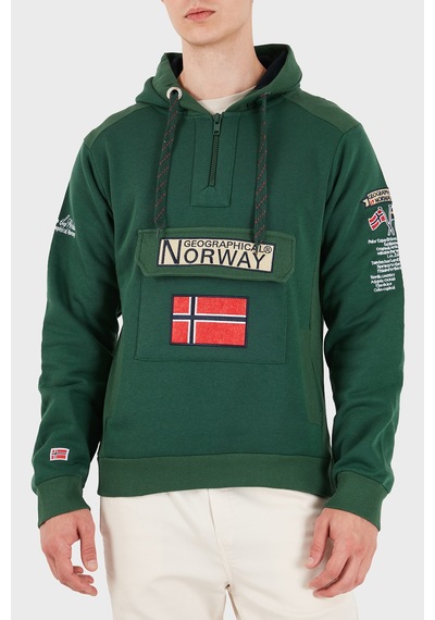 Norway Geographical Kapüşonlu Yarım Fermuarlı Outdoor Sweat Erkek Sweat Gymclassa100 Yeşil