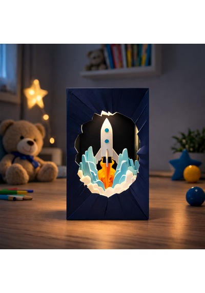 Fibrika Store Astro Işıklı Roket Gece Lambası Lacivert