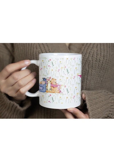 Winnie The Pooh Tasarım Basit Hayat Temalı Kupa Bardak Huzurlu Günler, Minimalist Hediye Bardak Beyaz