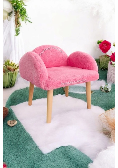 Çocuk Sandalyesi, Pembe Rengi, Çocuk Pufu , Sırtlı Puf , Dekoratif Puf, Çocuk Dinleme Koltuğu Pembe