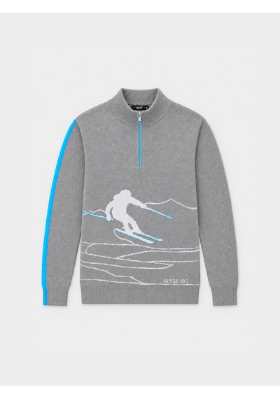 Xint Gri Doğal Yün Dokulu Regular Fit Kazak 801871 Gri Melanj