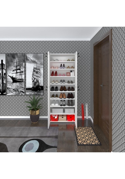 Kenzlife Ayakkabılık Ayakkabı Dolabı Kilitli Be Real Byz 180 70 32 Kapaklı Arkalıklı Ofis Dolabı İki Bölme
