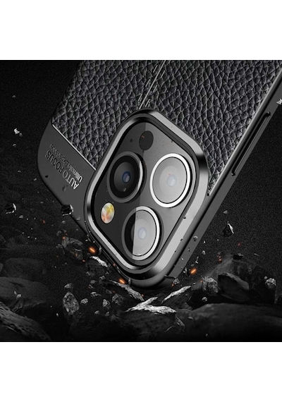 Apple iPhone 16 Pro Uyumlu Silikon Kılıf Deri Desenli Kamera Korumalı Darbe Emici Kapak