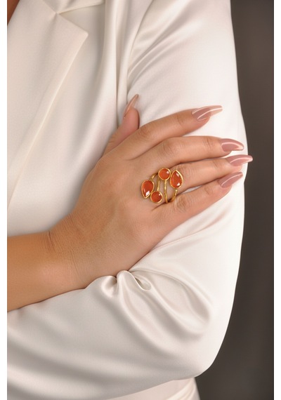 Kadir Jewellery 22 Ayar Altın Kaplama Zirkon Taşlı Kadın Vintage Yüzük Çok Renkli 69183494