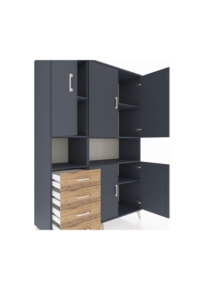 Hyperion Dolap 7 Raflı 4 Çekmeceli 5 Kapaklı 132x44x195 Antrasit-antrasit/çam Antrasıt/atlas Çam Hyperion Dolap 7 Raflı 4 Çekmeceli 5 Kapaklı 132x44x195 Antrasit-antrasit/çam Antrasıt/atlas Çam
