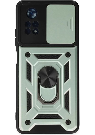 Newface Xiaomi Poco X4 Pro 5g Kılıf Pars Lens Yüzüklü Silikon - Yeşil