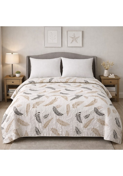 King Size Desenli Pike Yatak Örtüsü Çift Kişilik 240x260 Cm Siyah