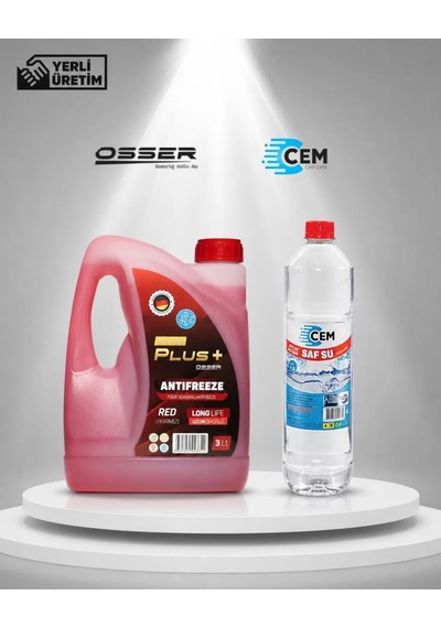 Cem Car Care Saf Su Ütü Ve Akü Suyu 1 Lt , Osser Power Plus Antifriz 3 Lt Kırmızı -42 Derece