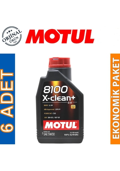 Motul 8100 X-Clean+ 5W-30 Motor Yağı 6 x 1 L