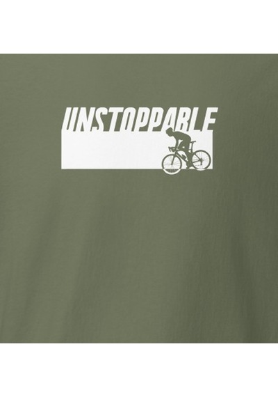 Wildstyle Unstoppable Durdurulamaz Bisiklet Motivasyon Baskılı Unisex Bisiklet Yaka Pamuklu Tişört Haki