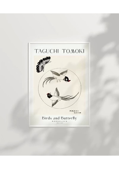 Çerçevesiz Poster Taguchi Tomoki Kuşlar Ve Kelebek