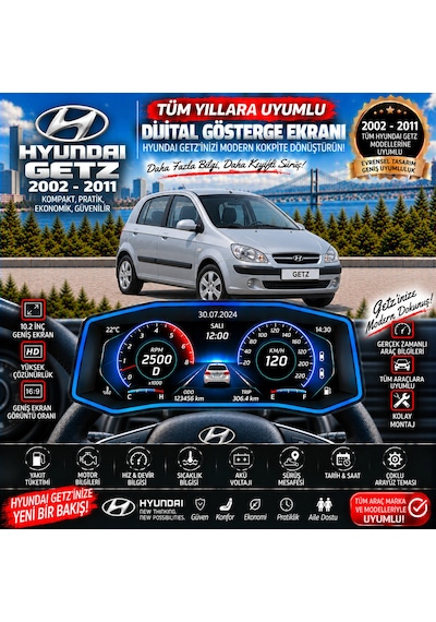 Hyundai Getz 2002-2011 İçin Digital Gösterge Odb Ekran Arıza Göstergesi Turbo Gösterge Hayalet Ekran