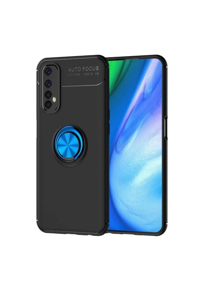 Uryport Realme 7 Kılıf Range Yüzüklü Silikon - Siyah-mavi