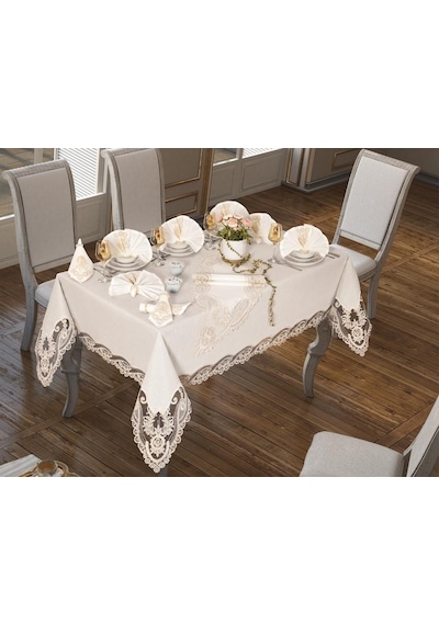İhtişam Masa Örtüsü 26 Parça Krem (541544651)