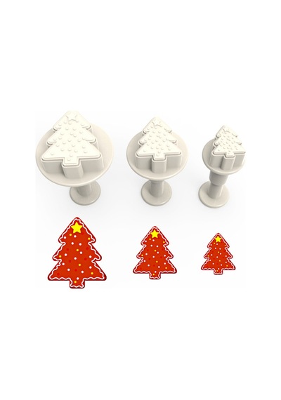 Noel Ağacı Basmalı (Enjektörlü) Kopat Kurabiye Kalıbı – 3'lü