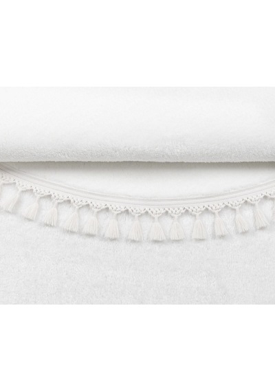 Valeryhome Vl Comfort Peluş Halı Beyaz Düz Saçaklı Beyaz Yuvarlak
